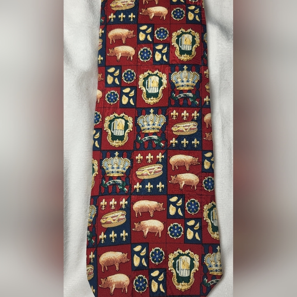 Vintage B.D. Baggies Novelty Patterned 100% Silk Tie Maximalist, Prep W/A Twist